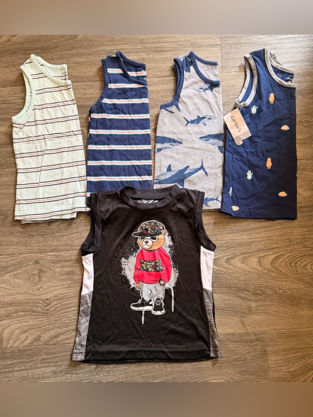 Carter's Multi-Pack Boys Tank Tops - Navy, Gray, Black, Light Green